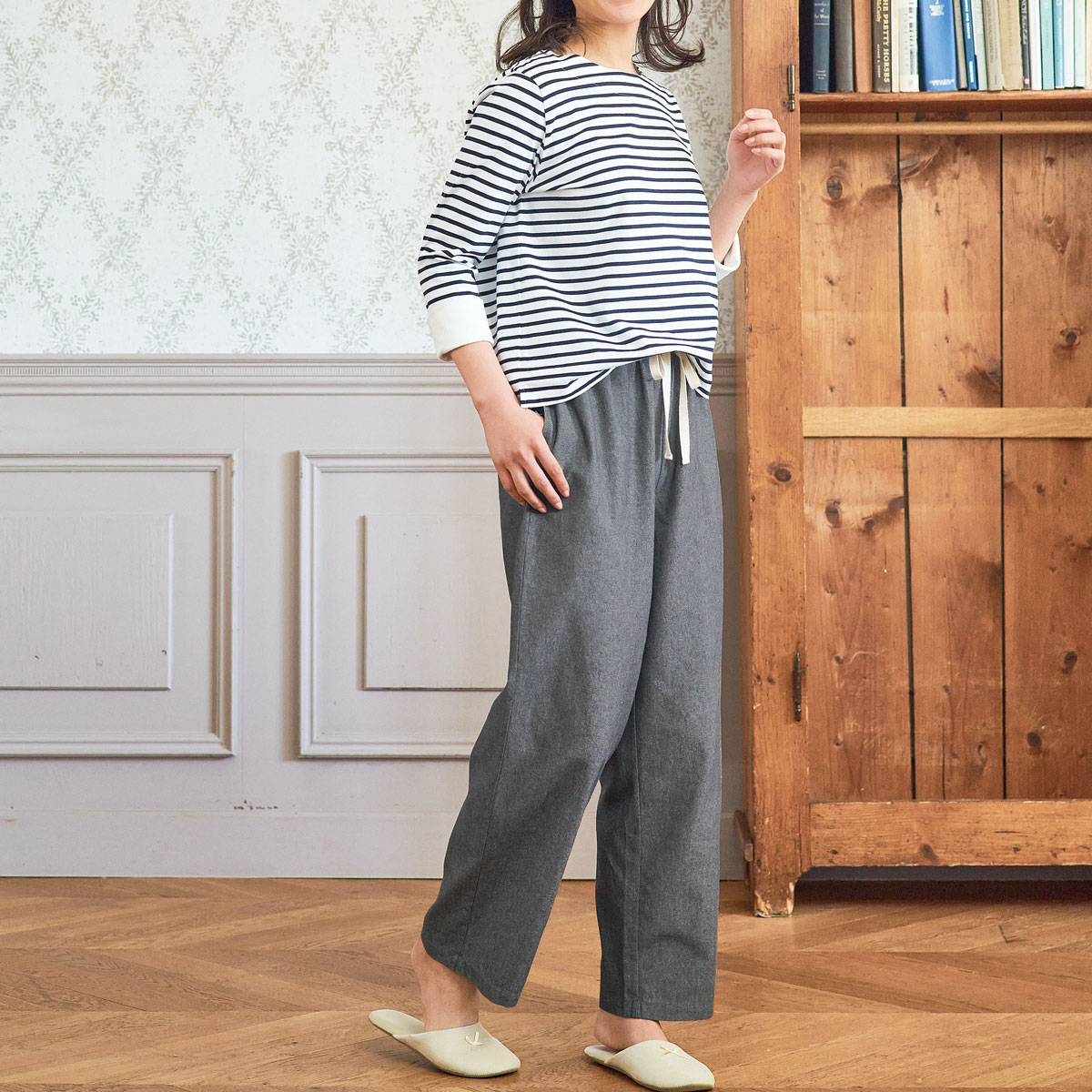 家事に便利なルームパンツ(綿100%・ダンガリー) - ファッション通販  