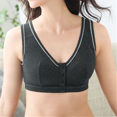 綿混前開きソフトブラ(ノンワイヤー)/スナップボタンで着脱簡単
