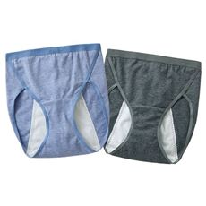 色違い2枚組 ハイレグサニタリーショーツ(多い日用)(綿混)(はきこみ丈スタンダード)