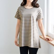 型崩れしにくい半袖チュニックTシャツ(綿100%)