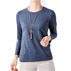 シンプルクルーネックTシャツ(長袖)(洗濯機OK)