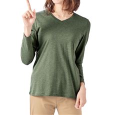 シンプルVネックTシャツ(長袖)(洗濯機OK)