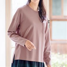 クルーネックTシャツ(長袖)(綿100%・洗濯機OK)