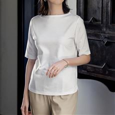 超長綿ボトルネックTシャツ(5分袖)(綿100%・日本製)