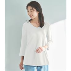 【ぽっちゃりさんサイズ】シンプルVネックTシャツ(7分袖)