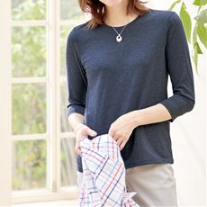 シンプルクルーネックTシャツ(7分袖)(洗濯機OK)