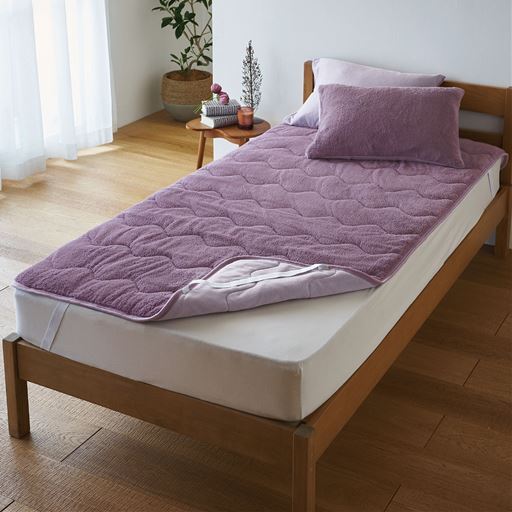ミスティラベンダー(毛布面) ※商品はパッドシーツです。<br>リバーシブルで使える、冬仕様のパッドシーツです。
