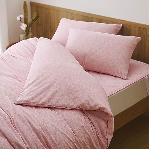 ピンク ※商品はパッドシーツです<br>至福の肌ざわりに感動する綿100%天竺ニット