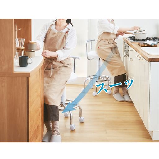 ホワイト<br>座ったままスーッと移動できるのでとっても便利!