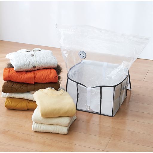 圧縮袋と不織布の収納ボックスが合体!