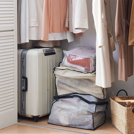 芯地が入っていない収納袋は積み重ねて収納できないので非効率…