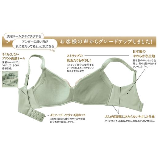 もっと肌にやさしく、ワンランク上の着け心地<br><カップ裏側>