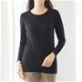 ブラック カップ付き10分袖<br>Tシャツ感覚で1枚で着られるから、着ぶくれせずにあったか