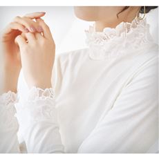 レースデザイン長袖Tシャツ(日本製)