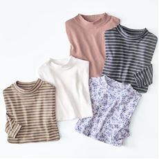 綿100%プチハイネック長袖Tシャツ