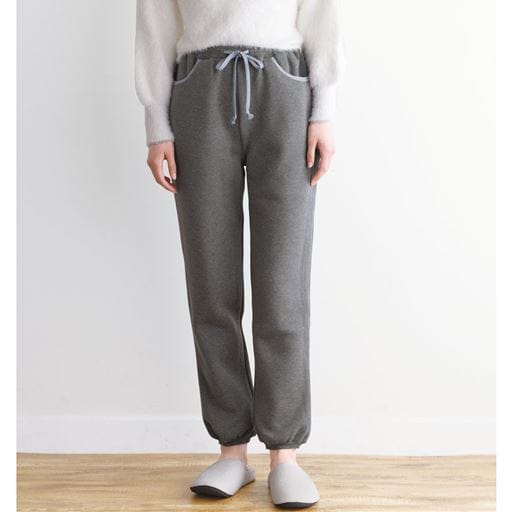 足口リブ付き裏起毛ゆったりルームパンツ