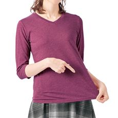 シンプルVネックTシャツ(7分袖)(洗濯機OK)