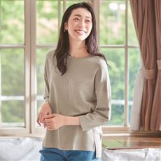 クルーネックTシャツ(7分袖)(綿100%・洗濯機OK)