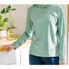 ハイネックプリントTシャツ(綿100%)