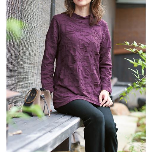 日本製ジャカードハイネックチュニック(洗濯機OK)