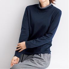 配色ハイネックTシャツ(洗濯機OK)