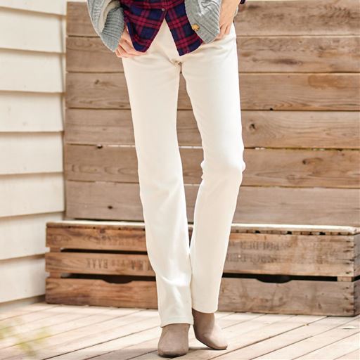 裏起毛ニットデニムストレートパンツ(スマートニットジーンズ)(全方向ストレッチ・UVカット・選べる股下4丈)