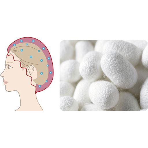 保湿性のあるシルク100%の生地を使用しているので、髪にやさしくなじみ、寝ながら簡単ケアできます。 ※イメージ