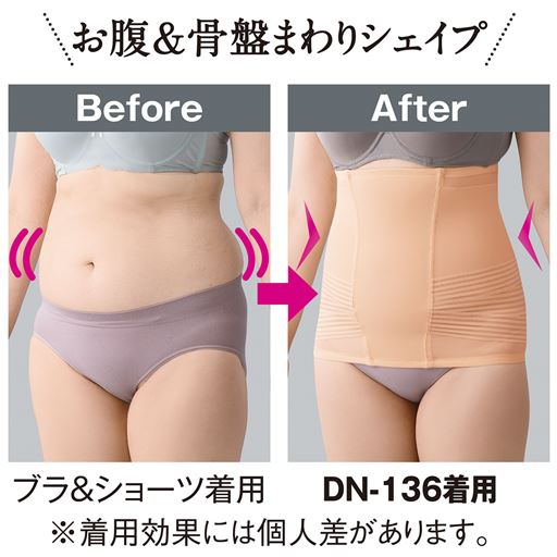 お腹&骨盤まわりをキュッとシェイプ! ※着用効果には個人差があります。