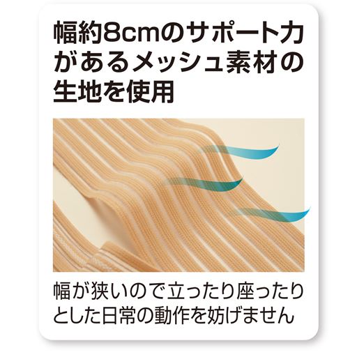 上のベルトは骨盤まわりを引き締めます。