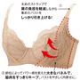 (1)太めのストラップで肩の負担を軽減しながら集めたバストをしっかり引き上げる!(2)部位によってパワー感を変えた大きなパネルで、脇肉をすっきりキープ。バストをやさしく内寄せに。