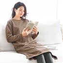 シャギー裏起毛のすっぽりボーダーワンピース