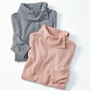 なめらかジャカード　ネックデザインＴシャツ（長袖）