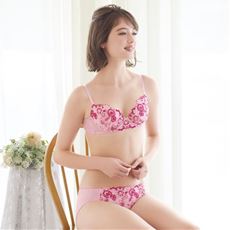 ブラジャー&ショーツペア(花刺しゅうレース)(ソフトワイヤー入り・3/4カップ)