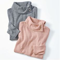 なめらかジャカード ネックデザインTシャツ(長袖)
