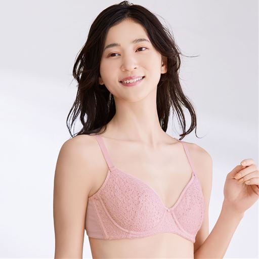 Tシャツみたいなブラ®/綿混素材で肌ざわりやさしい(超ソフトワイヤー入り・フルカップ)(脇高タイプ)