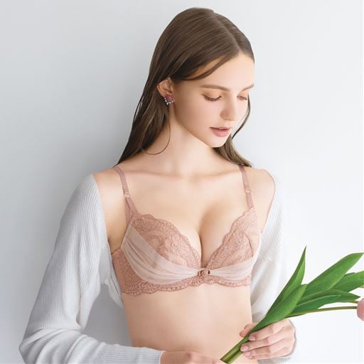 ブラジャー&ショーツペア(美胸が叶うダブルクロスブラ)(ソフトワイヤー入り・3/4カップ)