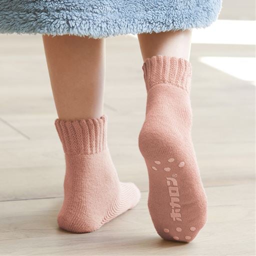 履いてすぐ暖かい「ホカロン」ルームソックス(ふかふか裏起毛)(滑り止め付き)