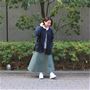 チャコールグレー コーディネート例(スタッフ身長152cm、着用Mサイズ)