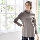ラウンドヘムタートルネック長袖Ｔシャツ