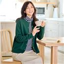 裏フリースドットボタンカーディガン