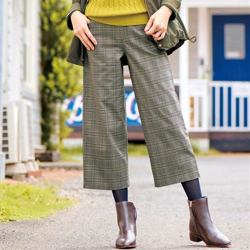 裏起毛ハイパーストレッチワイドクロップドパンツ