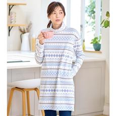 ストレッチフリース ルーズネックロングプルオーバー(冷え対策/あったか/洗濯機OK)