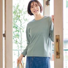クルーネックTシャツ(長袖)(綿100%・洗濯機OK)