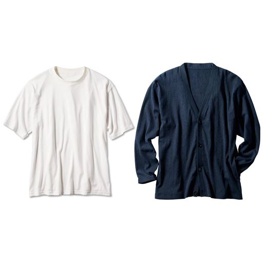 ネイビーブルー<br>(2点セット)(カーディガン×Tシャツ)