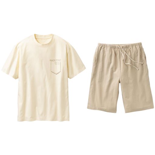 A(オフホワイトTシャツ&パンツ2点セット)
