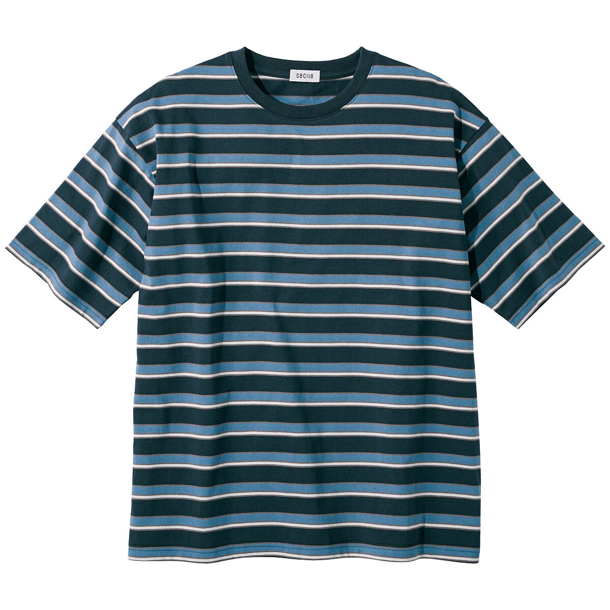 ドライ・ボーダー柄ゆったりシルエットTシャツ - ファッション