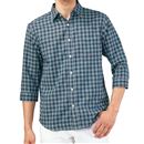 梨地チェック柄シャツ（７分袖）