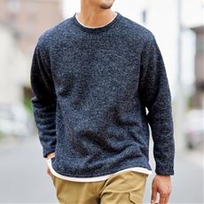 裏起毛フェイクレイヤードクルーネックTシャツ