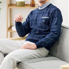 チェック柄クルーネックトレーナー(UPレノマ)
