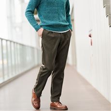 ストレッチ・裏フリースツータックパンツ